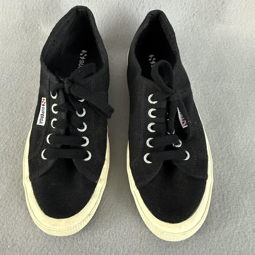 Superga‎ 2750 Cotu Sneakers Womens 7.5 Black Canvas Low Top Classic Lace Up